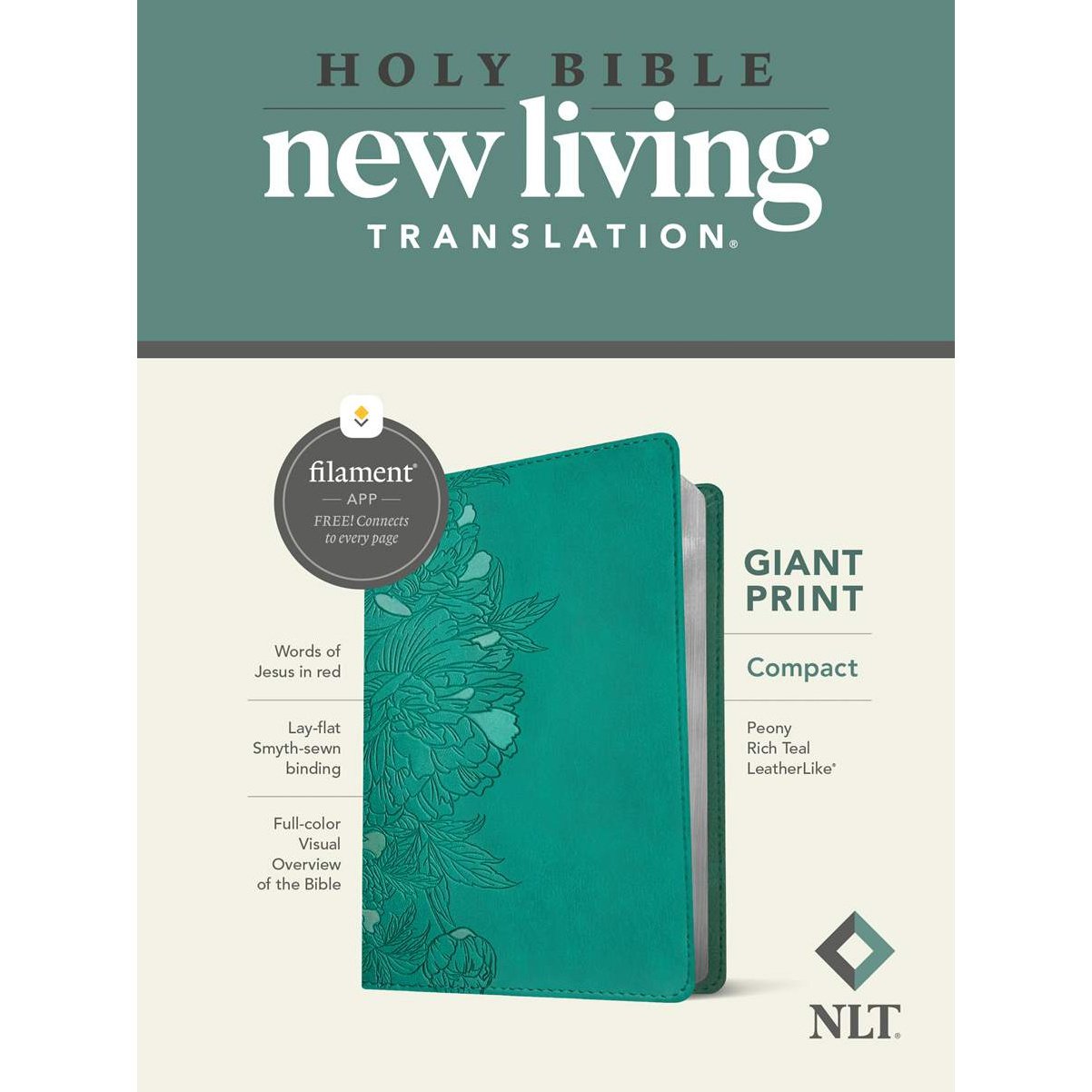 NLT Compact Filament Bible, Teal